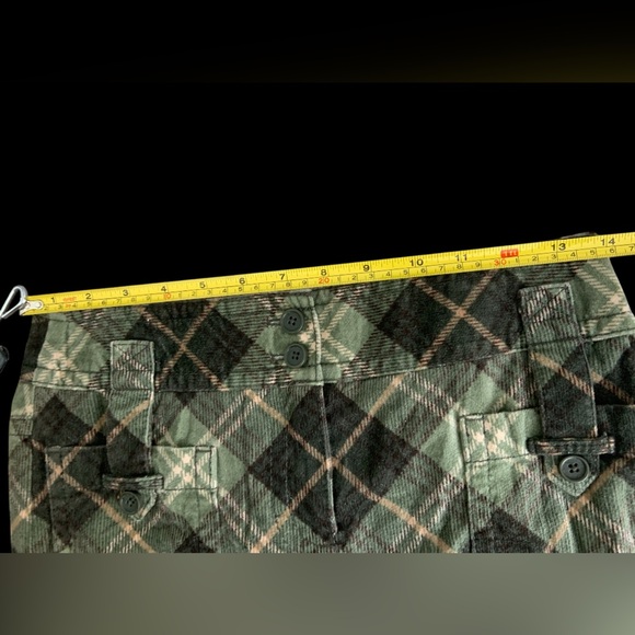 Ann Taylor Vintage Y2K Plaid Mini Skirt Buckle Pocket Army Green - Picture 3 of 9